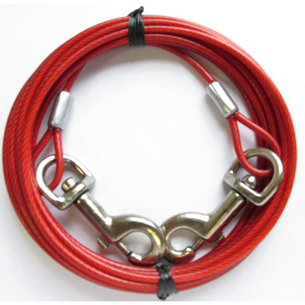 Dog Tie Out Cable 15 ft for Dogs up to 80 Pounds