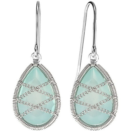 5th & Main Sterling Silver Hand-Wrapped Large Teardrop Chalcedony Earrings