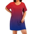 thumbnail image 4 of Fnooota Women's Plus Size Dresses, Gradient Short Sleeve Summer Loose Midi Dresses Red Size XL-5XL, 4 of 7
