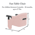 thumbnail image 3 of Inglesina Fast Table Chair, Powder Pink - Portable Baby High Chair - for Babies & Toddlers up to 37 lbs - Collapsible Design - Fits Tables 0.8'' to 3.5'' Thick - Travel Bag Inc, 3 of 6