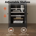 thumbnail image 3 of 71" Tall Bookcase with Cabinet, 3 Tier Wood Open Bookcase with Adjustable Shelves, Large Display Storage Shelf, Standing Shelving Unit, Black, 3 of 11