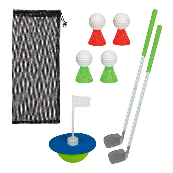 Zing Chip Shotz Ensemble de Golf pour Enfants, Comprend 2 Clubs de Golf, 4 Balles, 1 Cible de Drapeau et 1 Sac de Transport, pour Jeu Intérieur et Extérieur