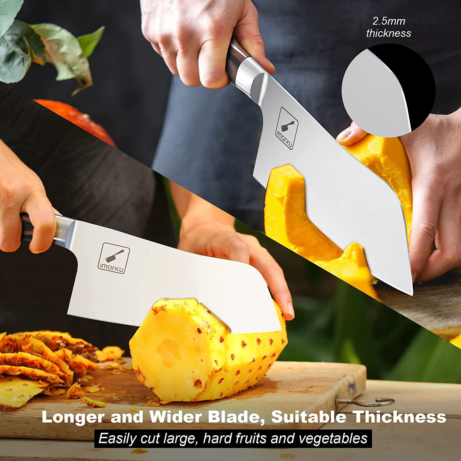 imarku  7-inch Deba Knife Fish Fillet Knife Stainless Steel Single Bevel  Japanese Kitchen Knife for Fish Cutting 