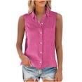 thumbnail image 6 of AherBiu Summer Tops for Women Sleeveless Button down Shirts Lapel V Neck Lightweight Casual Blouse, 6 of 7