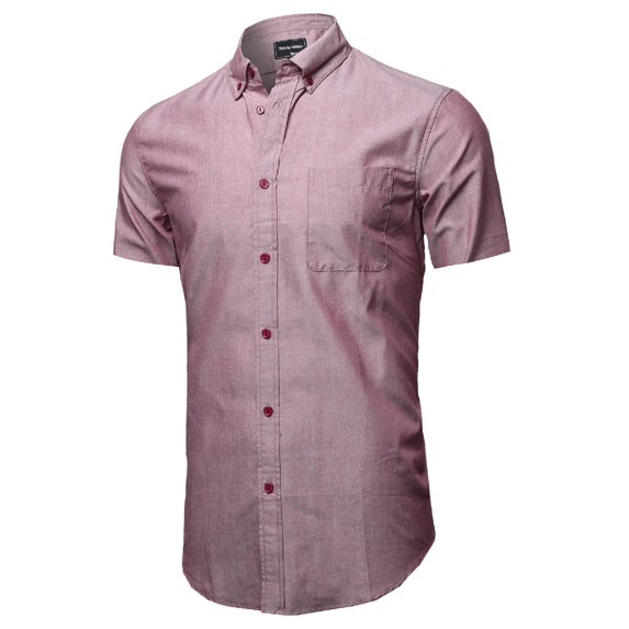 FashionOutfit Men's Basic Button Down Collar Chambray Short Sleeve Shirt
