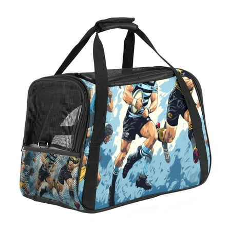 Rugby Premium Pet Carrier Bag - 900D Oxford Cloth  Sherpa Base  Nylon Webbing | Size: 17x10x11.8 in | Durable and Stylish Dog Travel Tote