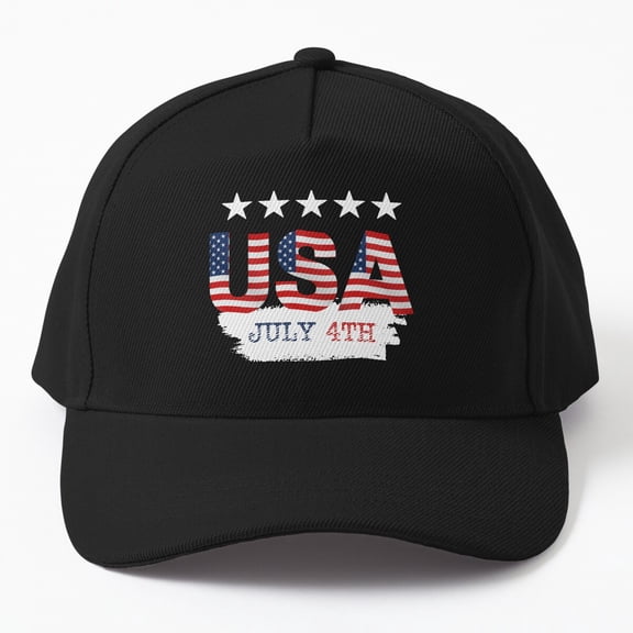 USA Flag Fourth of July Baseball Cap, Independence Celebration Graphic Design, Classic Hat