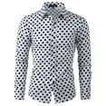 thumbnail image 2 of Unique Bargains Men's Long Sleeve Button Slim Polka Dots Shirt 50 White, 2 of 7