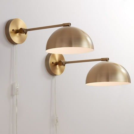 - 360 Lighting Brava Antique Brass Down-Light Wall Lamp Set of 2