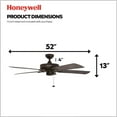 thumbnail image 5 of Honeywell Belmar 52" Bronze Indoor/Outdoor Ceiling Fan with 5 Blades, Pull Chains & Reverse Airflow, 5 of 11