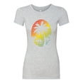 thumbnail image 2 of Tropical Palm Trees Silhouettes with Sunset | Womens Pop Culture Slim Fit Junior Tee, Heather Grey, Small, 2 of 4