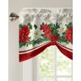 thumbnail image 4 of Christmas Poinsettia Flower Berry Window Curtain Living Room Kitchen Cabinet Tie-up Valance Curtain Rod Pocket Valance, 4 of 6