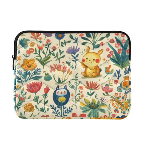 FORMRS 13"-13.3" Laptop Sleeve Protective Case Soft Carrying Quilted Computer Bag Cover, Floral Animals