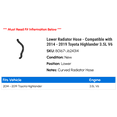 thumbnail image 2 of Lower Radiator Hose - Compatible with 2014 - 2019 Toyota Highlander 3.5L V6 2015 2016 2017 2018, 2 of 2