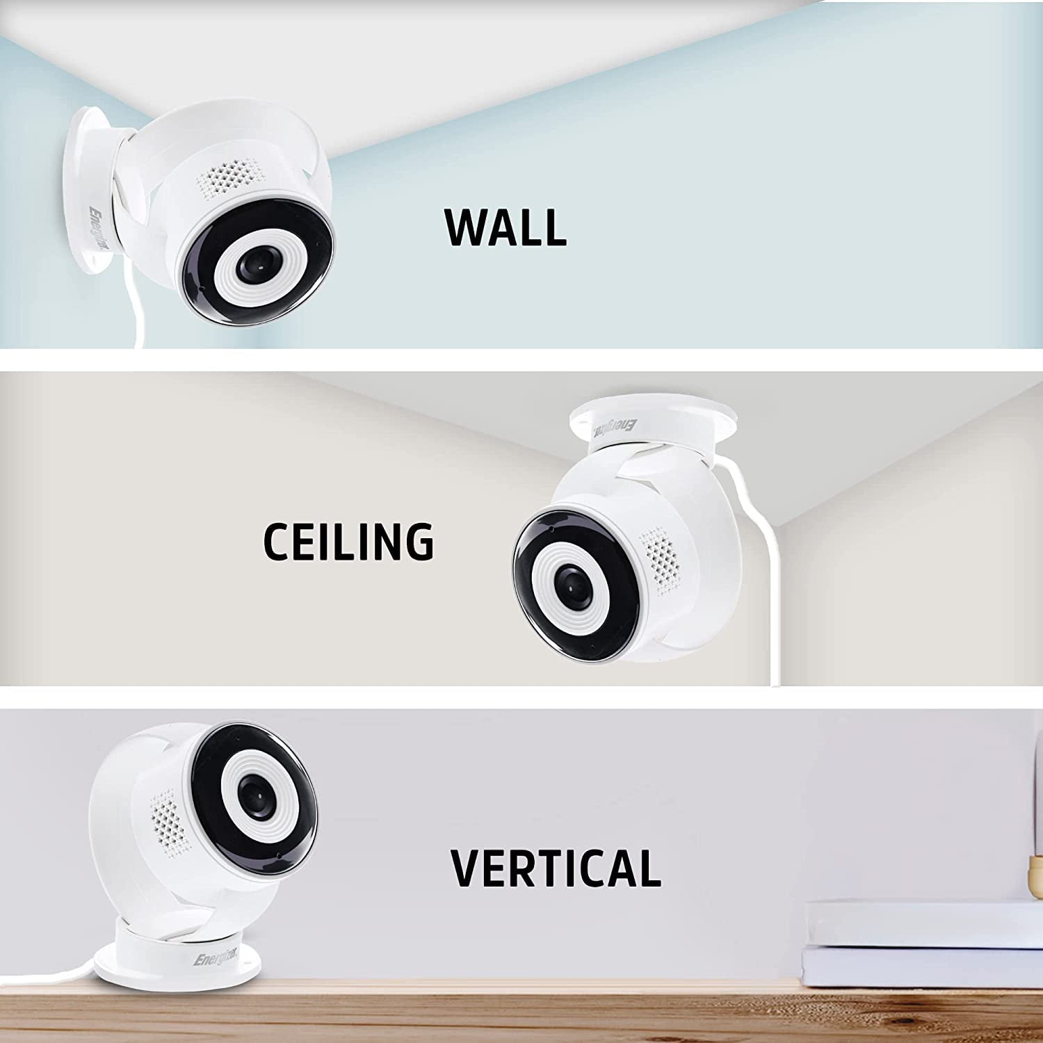 Energizer Smart Wi-Fi Indoor Camera 2-Pack with Smart Wall Tap Outlets, 1080P, Cloud/Micro-SD Card Recording, 2-Way Audio, Night Vision, Remote Access, Motion Alerts, Activity Zones, 2.4GHz Wi-Fi