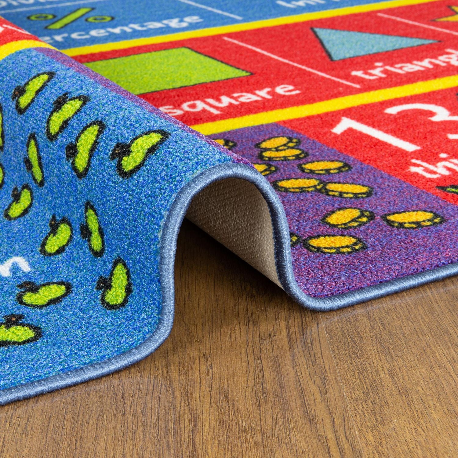 KC Cubs Playtime Collection Math Symbols, Numbers and Shapes Educational Learning & Game Area Rug Carpet for Kids and Children Bedrooms and Playroom