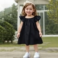 thumbnail image 2 of Ashirexll Little Girl Dresses, Girls Summer Dress, 1-8Y Kids' Solid Color Ruffle Sleeve Round Neck Dress Summer Casual Loose Dress, 2 of 7