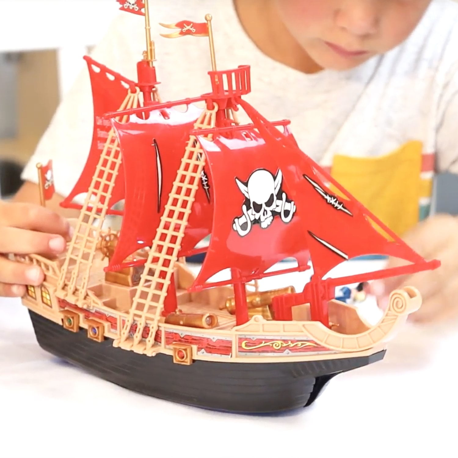 Kidplokio Pirate Ship Ocean Adventure Playset with Lights Sounds