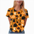 thumbnail image 6 of NOLDARES Halloween Shirts for Women Cute Ghost with Coffee Pumpkin Shirts Cute Fall Short Sleeve Graphic Tee Tops(Yellow,XXL), 6 of 9