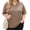 Khaki, variant on Short Sleeve Women's Plus Size Solid Color V-neck Casual Loose T-shirt Tops