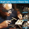 thumbnail image 3 of Gafas con lupa con luz, manos libres con iluminación LED, montura para la cabeza, lupa con 3 lentes desmontables, ranura doble para reloj electrónico, 3 of 5