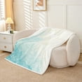 thumbnail image 2 of Erosebridal Abstract Ocean Wave Sherpa Blanket 50x60, Watercolor Beach Fuzzy Blanket Throw, Blue Bedroom Decor, 2 of 7