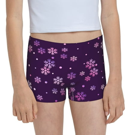 Pofeuu Purple Snow Flakes Print Soft Cotton Girls Boyshort panties Toddler Underwear-XX-Small