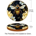 thumbnail image 3 of Honeybee 6PCS Round Coasters Set, Microfiber Leather Drink Coasters 11x11 cm/4.3x4.3 in - Heat Mats for Home and Kitchen Use, 3 of 6