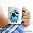 thumbnail image 5 of Watercolor Orca in Santa Hat Christmas Personalized Mug, Marine Animal Holiday Gift with Custom Name, 5 of 5