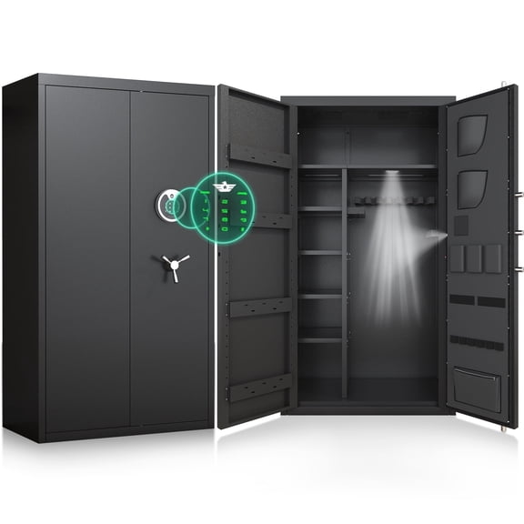 30-40 Large Gun Safe for Pistol, Unassembled Gun Safe with LCD Keypad and Adjustable Shlef, Digital Gun Cabinet for Home and Shotguns with Mute Function & Dual Alarm