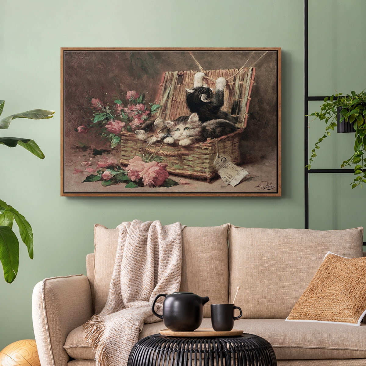 Vintage Landscape-CCCXC By Wexford Home Framed in Walnut Wood Gallery Wrapped Canvas 25 in. x 37 in.