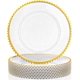 thumbnail image 1 of Paquete de 6 platos de carga transparentes a granel de plástico redondo de 13 pulgadas con abalorio redondas de plástico para cenas, platos decorativos de grano esmerilado acrílico para, 1 of 10