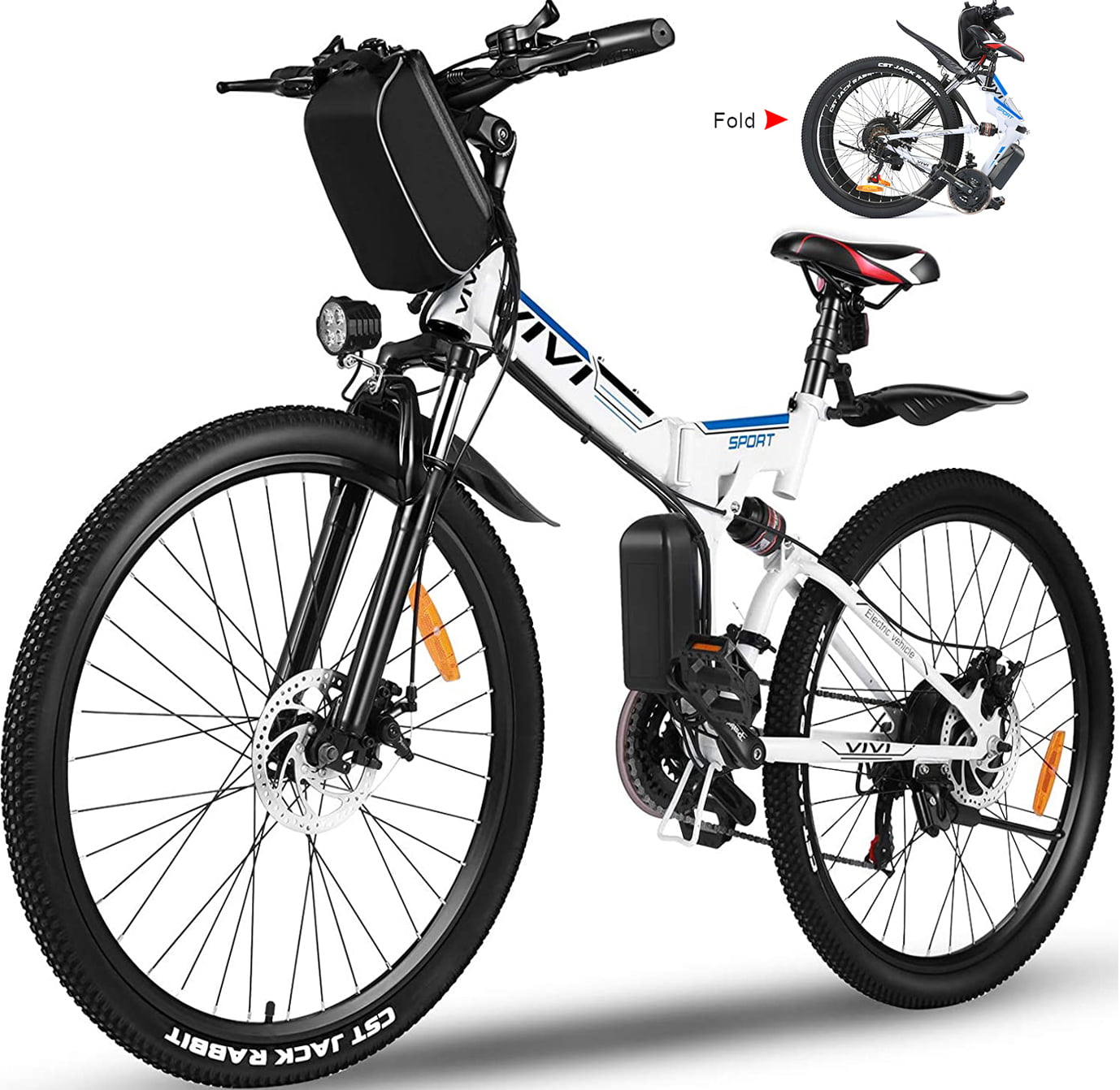 Electric Bike for Adults VIVI Folding Electric Mountain Bicycle Adults 26 inch E-Bike 350W Motor Professional Shimano 21 Speed Gears with Removable36V 8Ah Lithium-Ion Battery