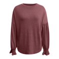thumbnail image 4 of Womens Long Sleeve Tops Crew Neck Ruffle Sleeve Casual Loose Blouse T Shirts Long Sleeve Shirts, 4 of 4