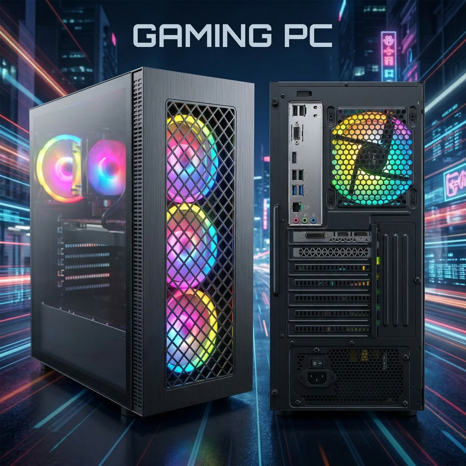 STGAubron Gaming Desktop PC, Intel Core i7 up to 3.9Ghz, RTX 2060 6G Graphics, 16G Ram, 512G Ssd, Wifi 6, BT 5.2, RGB Fan x4, Win11 Home