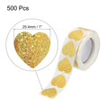thumbnail image 2 of Uxcell Heart Shaped Sticker 1 Inch Self Adhesive Love Sticker Label for Valentine Day, Dotted Golden 500 Pcs, 2 of 6