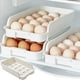 thumbnail image 1 of Caja de almacenamiento de huevos de plástico apilable para refrigerador, capacidad de 24 huevos, diseño con tapa abatible, blanco, 11.22x6.69x2.36 pulgadas, cajón organizador de cocina, 1 of 7