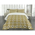 thumbnail image 3 of Ambesonne Spring Quilted Bedspread Set 3 Pcs, Yellow Tile Flowers, King Size, Charcoal Grey Yellow, 3 of 5