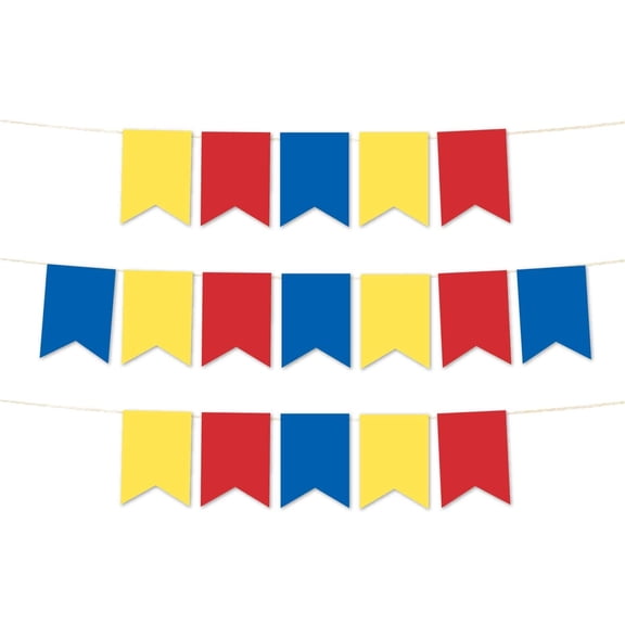 Koyal Wholesale Pennant Banner, Red, Yellow, Royal Blue, 24pc, Kids Birthday Sesame Street