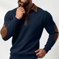 thumbnail image 5 of TOUMENY Men Sweater Button Down Long Sleeve Solid Collared Slim Tops Fall Winter Casual Vintage Fashion Pullover Dark Blue XXXL, 5 of 7