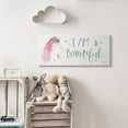 thumbnail image 2 of The Kids Room by Stupell I Am Beautiful Word Kids Nursery Unicorn Pink Watercolor Design Canvas Wall Art by Jenaya Jackson, 2 of 6