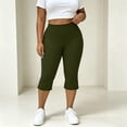 thumbnail image 4 of Noric Women's Plus Size Bow Tie Cuff Capri Leggings High Waist Stretchy Yoga Pants Side Split Casual Workout Cropped Tights, 4 of 9