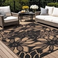 thumbnail image 4 of KUETH 6'x9' Outdoor Rug Waterproof Plastic Reversible Floral Patio Camping Outside Carpet,Black Brown, 4 of 6