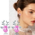 thumbnail image 1 of Large Floral Stud Earrings For Women Double Hoop Flower Design Piercing Jewelry, 1 of 6