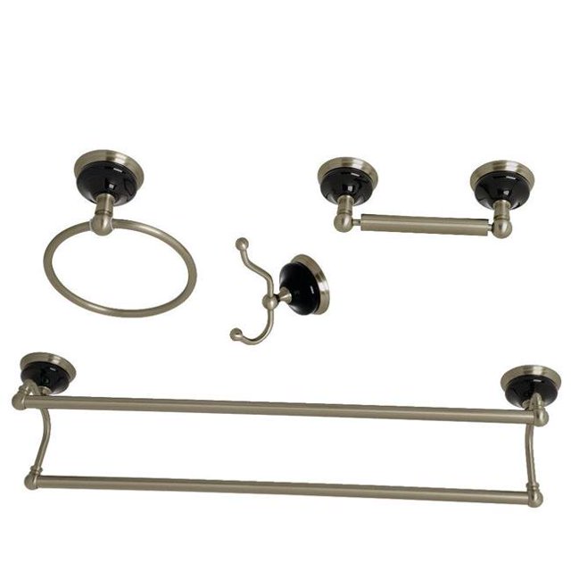 Water Onyx Bathroom Accessory Set, Brushed Nickel - 4 Piece