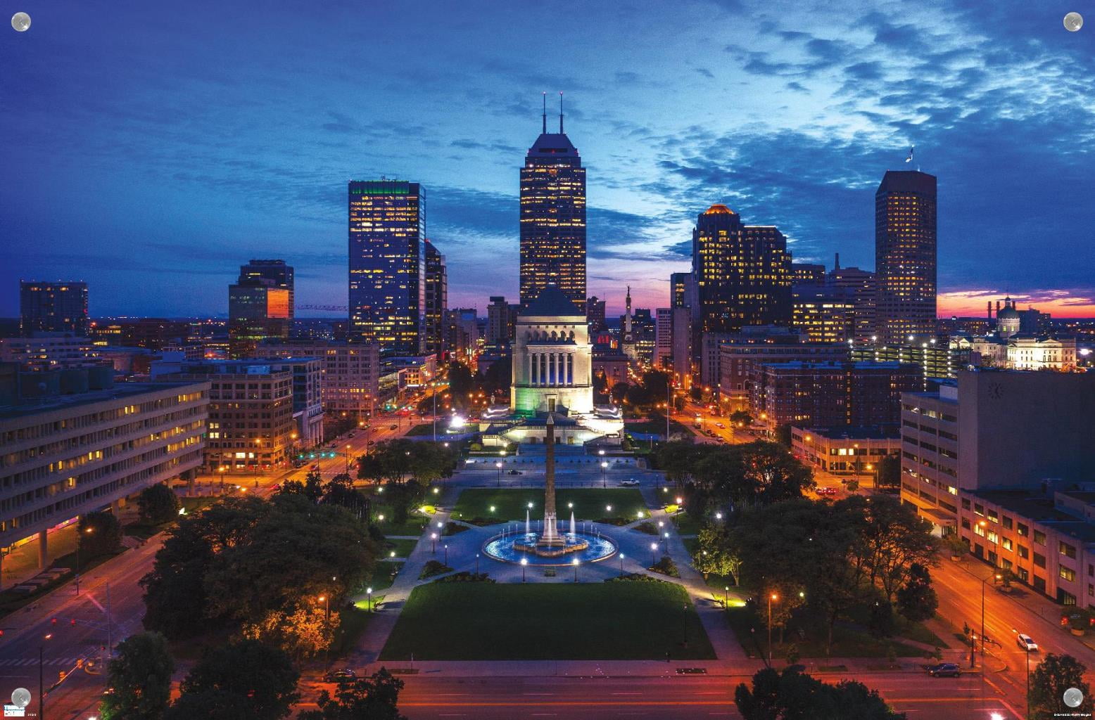 Cityscapes - Indianapolis, Indiana Wall Poster with Pushpins, 14.725" x 22.375"