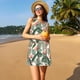 thumbnail image 3 of Easygdp Palm Trees and Tropical para Vestido Transpirable de Mujer, Vestido Suelto de Manga Corta con Pliegues y Bolsillos para el Verano, 3 of 7