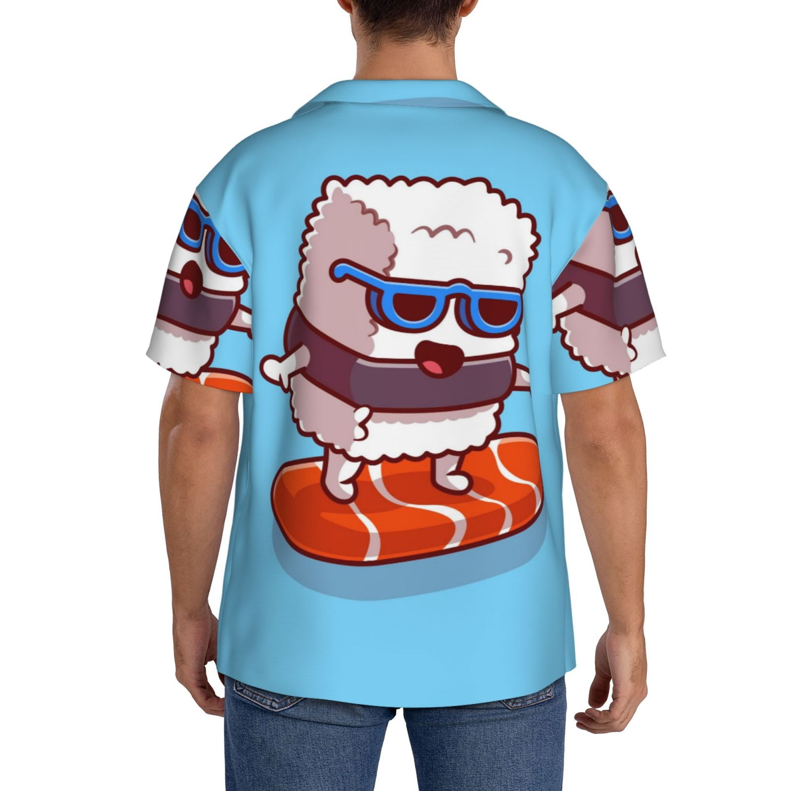 Kdxio Men'S Hawaiian Shirt For Men Short Sleeve Shirt Sushi Salmon Surfing Summer Casual Holiday Beach Button Down T-Shirts