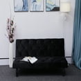 thumbnail image 6 of Cterwk 66" Velvet Sofa Bed Suitable for Family Living Room, Apartment, Bedroom, Black, 6 of 7