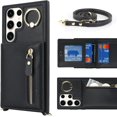 thumbnail image 2 of Samsung Galaxy S23 Ultra Case with Card Holder for Women, Galaxy S23 Ultra Phone Case Wallet with Strap Credit Card Slots Crossbody with Zipper Shockproof Case for S23Ultra - Black, 2 of 9